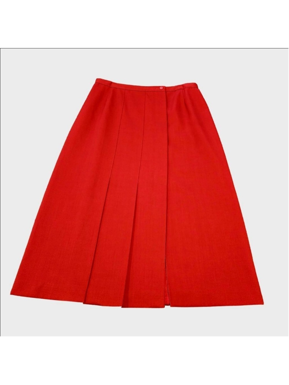 Women's Paola Rossini Red Pure New Wool Pleasted Midi Skirt Made in Italy 10 - Picture 2 of 15